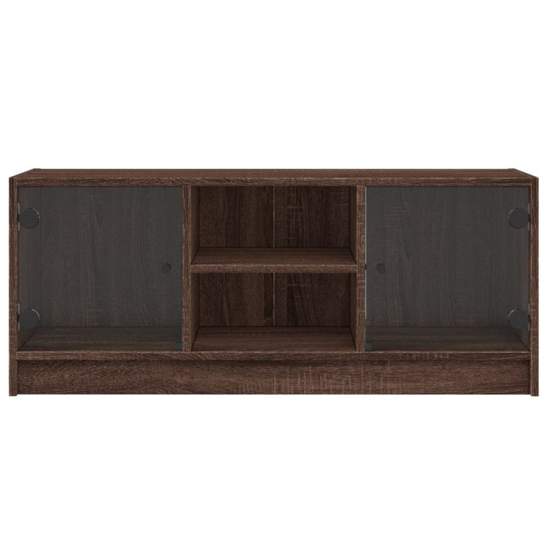 vidaXL TV skrinka so sklenenými dvierkami hnedý dub 102x37x42 cm