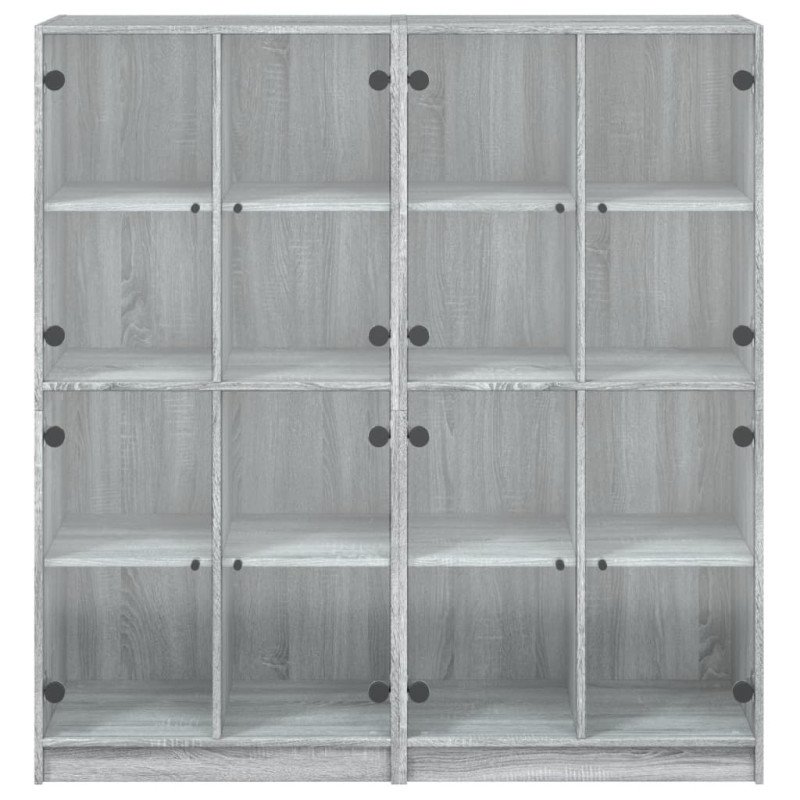 vidaXL Knižnica s dvierkami dub sivá sonoma 136x37x142cm kompoz. drevo