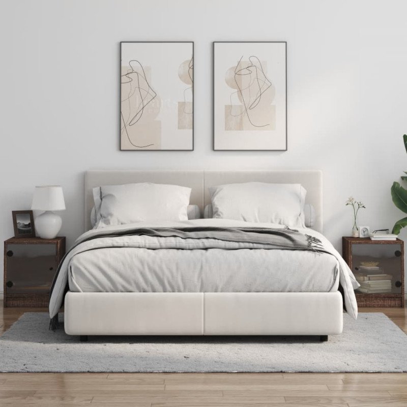 vidaXL Nočné skrinky so sklenenými dverami 2 ks hnedý dub 35x37x42 cm