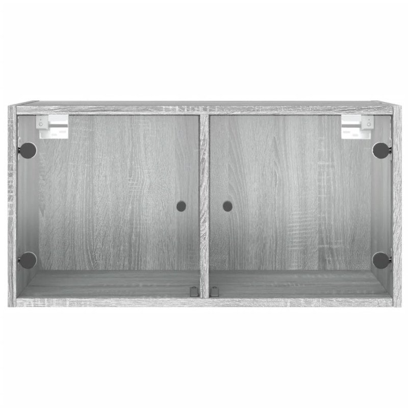 vidaXL Nástenné skrinky sklenené dvierka 2 ks sivé sonoma 68,5x37x35cm