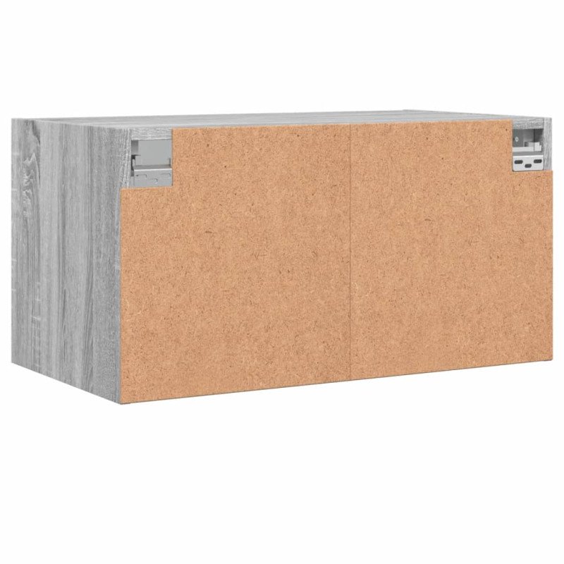 vidaXL Nástenné skrinky sklenené dvierka 2 ks sivé sonoma 68,5x37x35cm