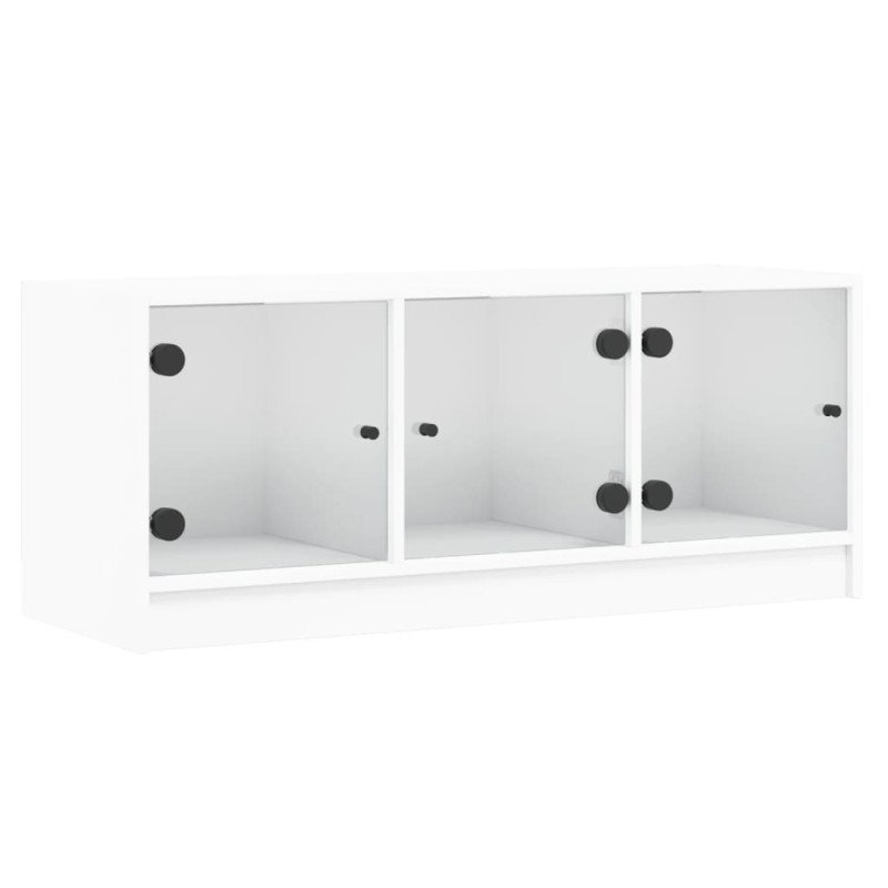 vidaXL TV skrinka so sklenenými dvierkami biela 102x37x42 cm