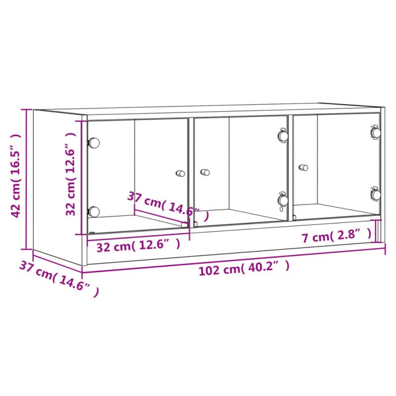 vidaXL TV skrinka so sklenenými dvierkami biela 102x37x42 cm