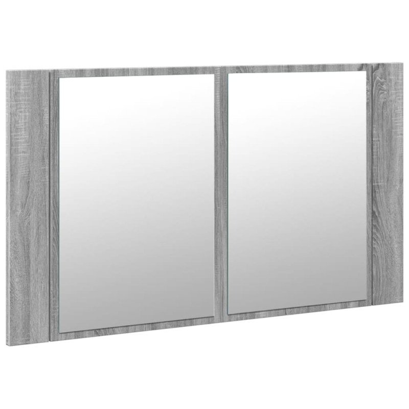 vidaXL LED kúpeľňová zrkadlová skrinka sivá sonoma 80x12x45 cm akryl