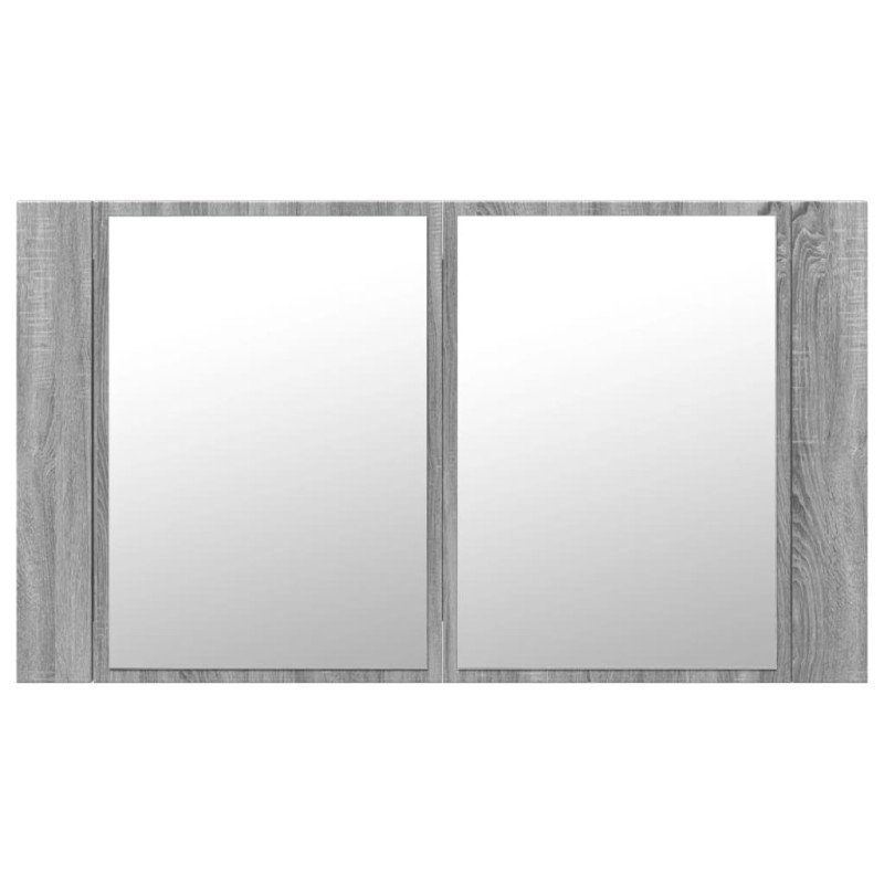 vidaXL LED kúpeľňová zrkadlová skrinka sivá sonoma 80x12x45 cm akryl