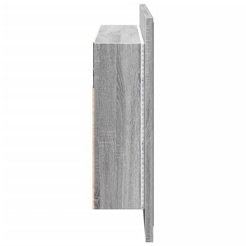vidaXL LED kúpeľňová zrkadlová skrinka sivá sonoma 80x12x45 cm akryl
