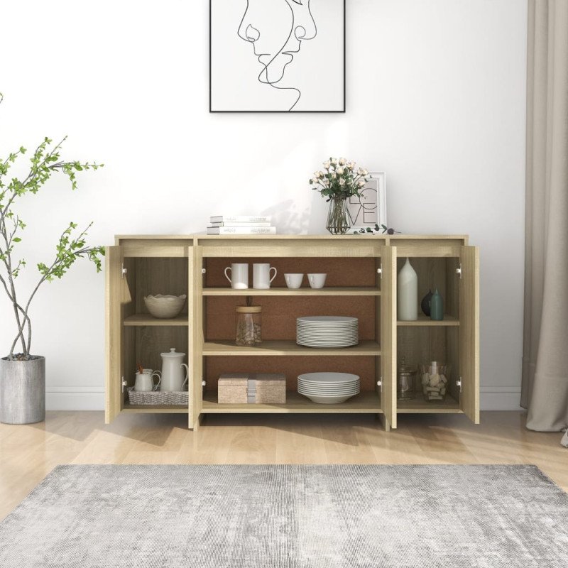 vidaXL Komoda farba dubu sonoma 135x41x75 cm drevotrieska
