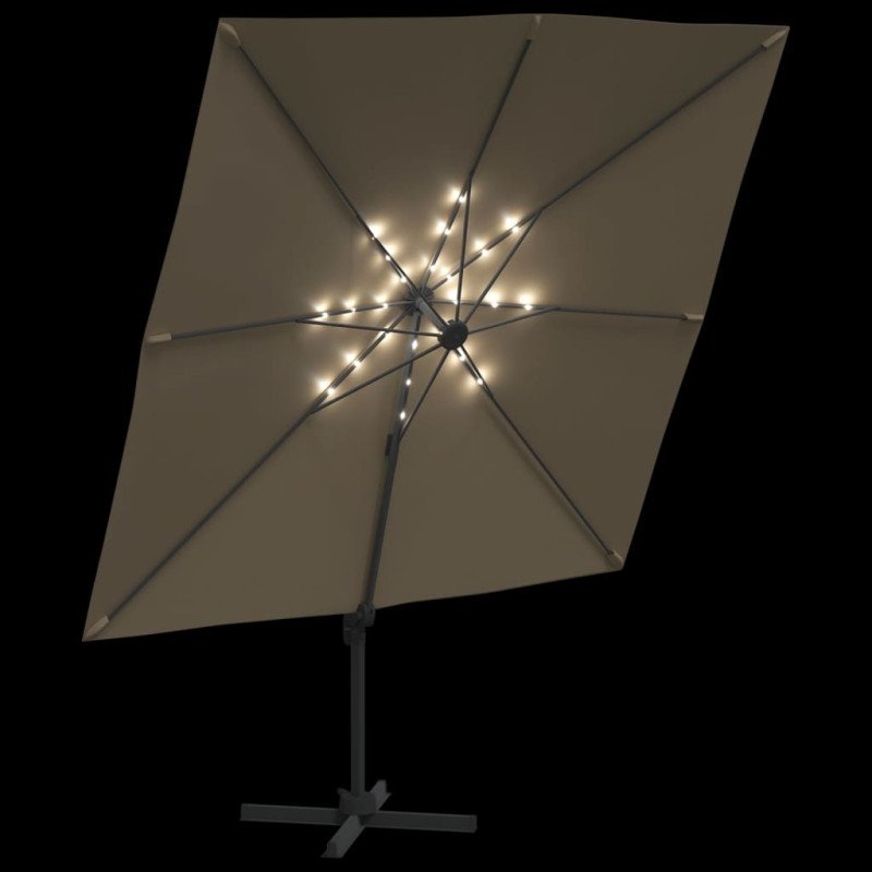 vidaXL LED konzolový slnečník sivohnedý 400x300 cm