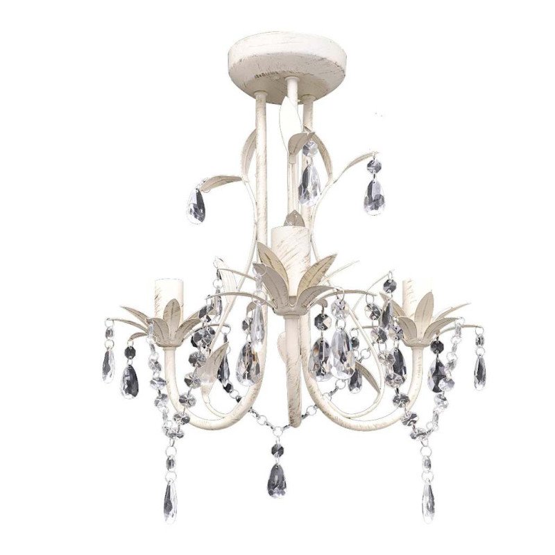 Krištáľový vysiaci luster, elegantný, biely