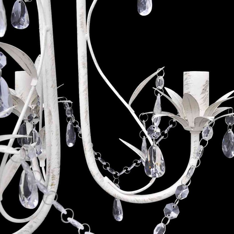Krištáľový vysiaci luster, elegantný, biely