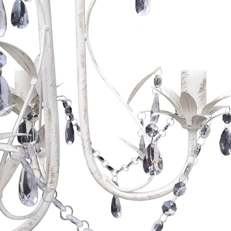 Krištáľový vysiaci luster, elegantný, biely
