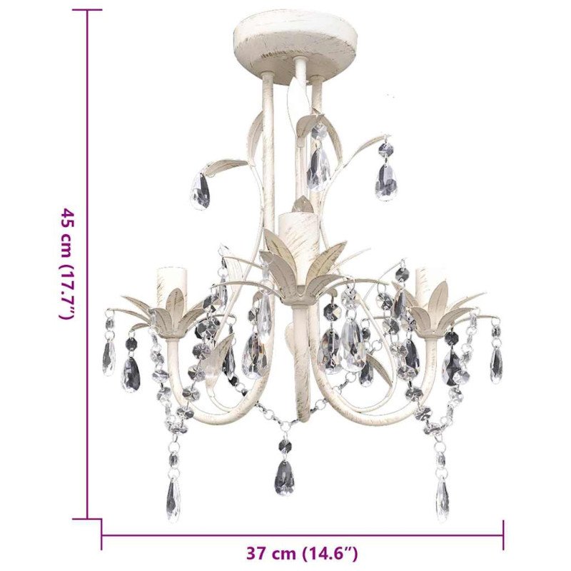 Krištáľový vysiaci luster, elegantný, biely