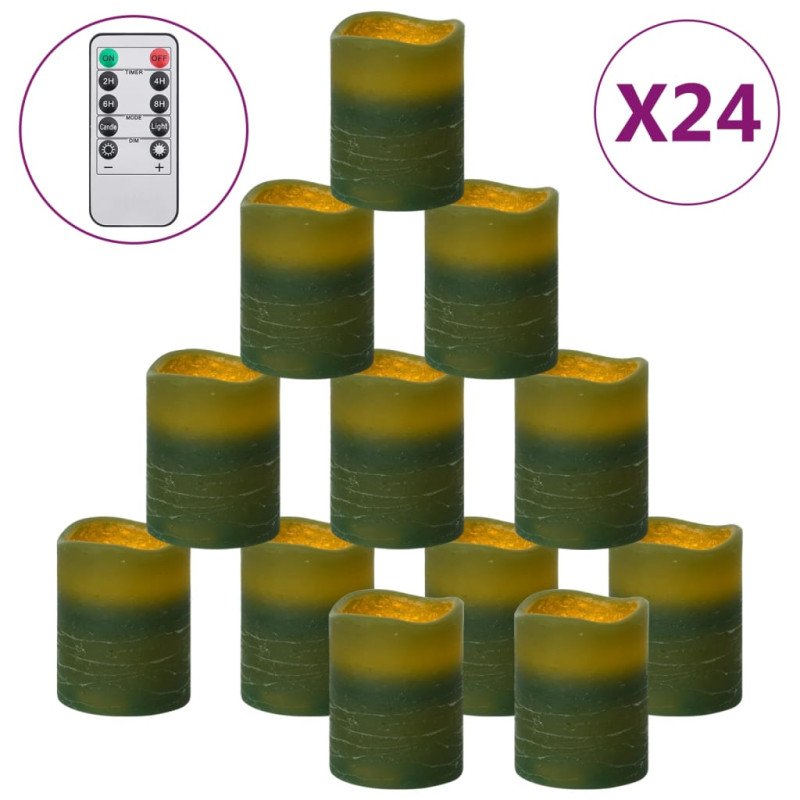 vidaXL Bezplameňové LED sviečky s diaľkovým ovládaním 24 ks biela