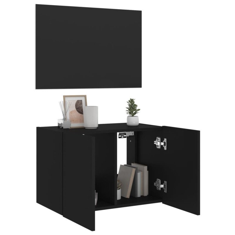 vidaXL TV nástenná skrinka s LED svetlami čierna 60x35x41 cm