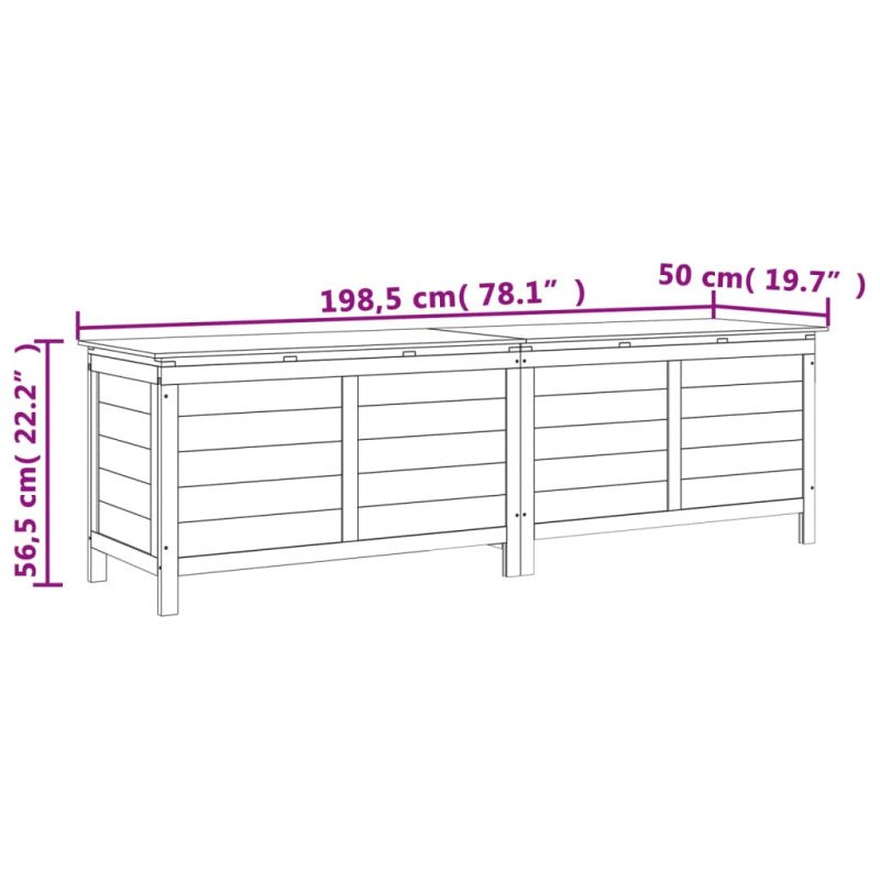 vidaXL Záhradný úložný box hnedý 198,5x50x56,5 cm jedľový masív