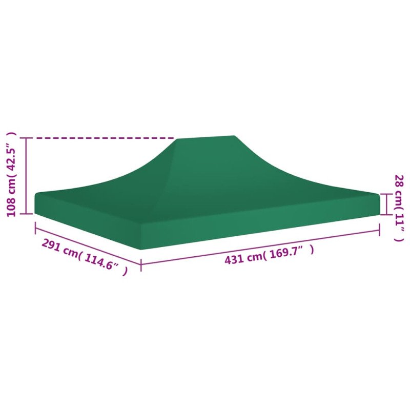 vidaXL Strecha na párty stan 4,5x3 m, zelená 270 g/m²