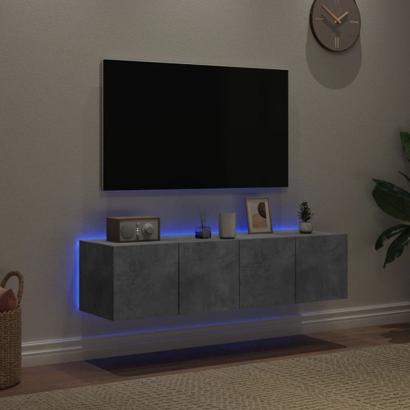 vidaXL TV nástenné skrinky s LED svetlami 2 ks betón. sivé 60x35x31 cm