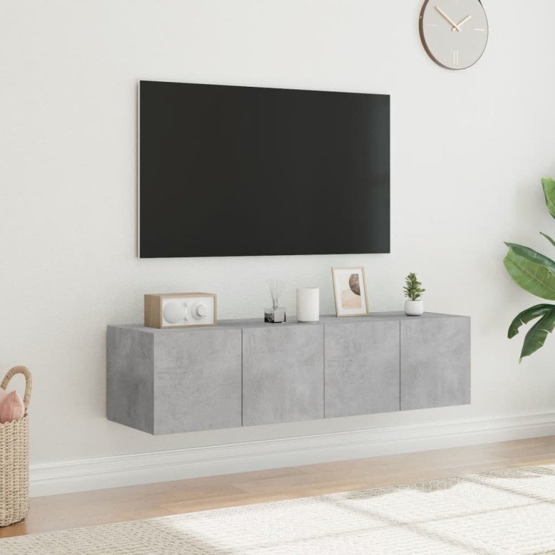vidaXL TV nástenné skrinky s LED svetlami 2 ks betón. sivé 60x35x31 cm