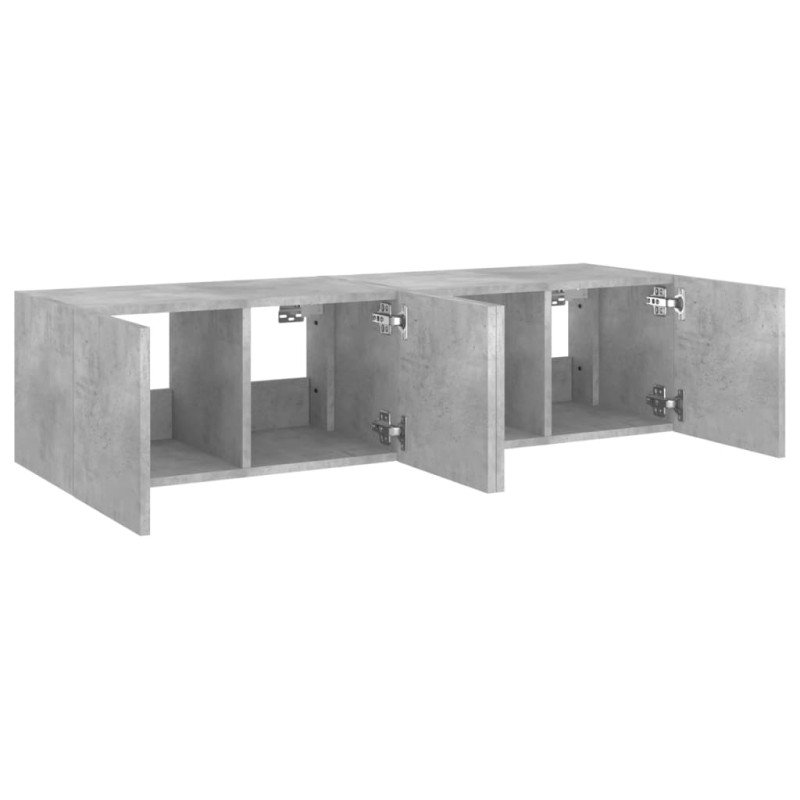 vidaXL TV nástenné skrinky s LED svetlami 2 ks betón. sivé 60x35x31 cm