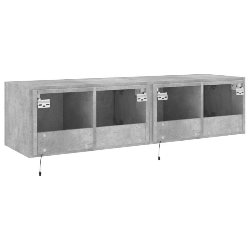 vidaXL TV nástenné skrinky s LED svetlami 2 ks betón. sivé 60x35x31 cm