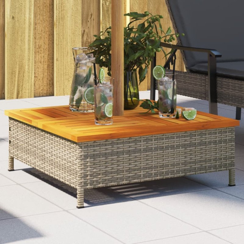 vidaXL Kryt na podstavec slnečníka sivý 70x70x25 cm polyratan a akácia