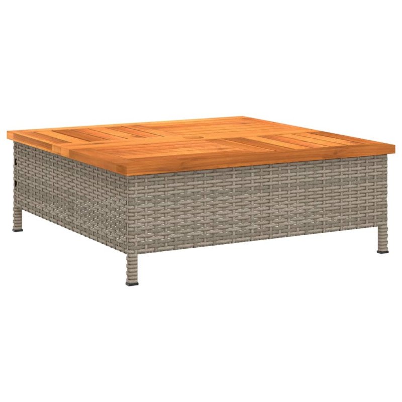 vidaXL Kryt na podstavec slnečníka sivý 70x70x25 cm polyratan a akácia