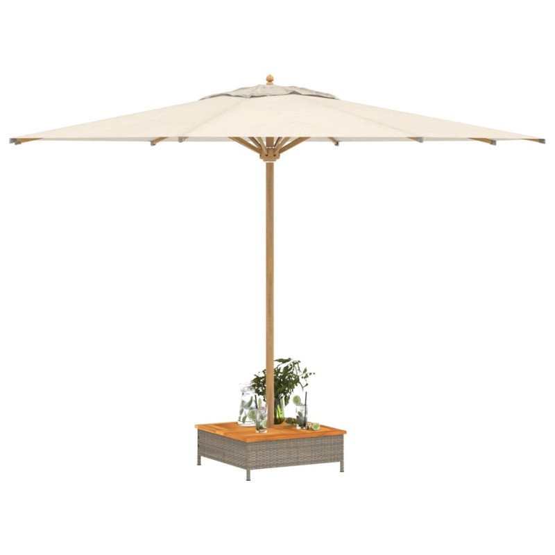vidaXL Kryt na podstavec slnečníka sivý 70x70x25 cm polyratan a akácia