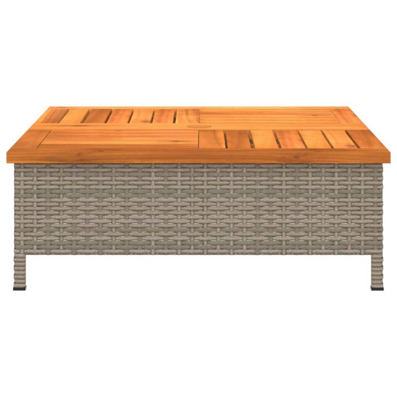 vidaXL Kryt na podstavec slnečníka sivý 70x70x25 cm polyratan a akácia
