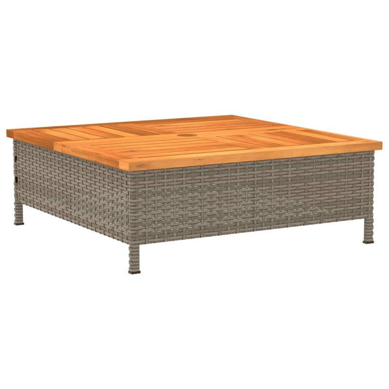 vidaXL Kryt na podstavec slnečníka sivý 70x70x25 cm polyratan a akácia
