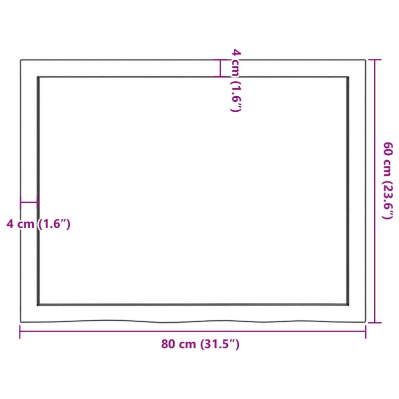 vidaXL Stolová doska tmavosivá 80x60x(2-6) cm ošetrený dubový masív