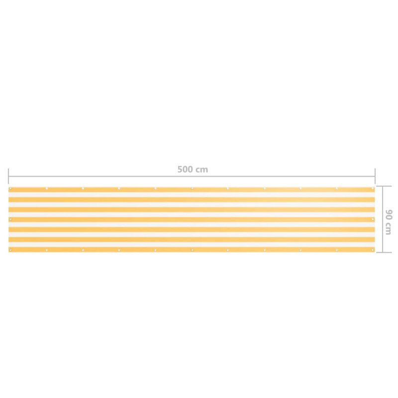 vidaXL Balkónová markíza, biela a žltá 90x500 cm, oxfordská látka
