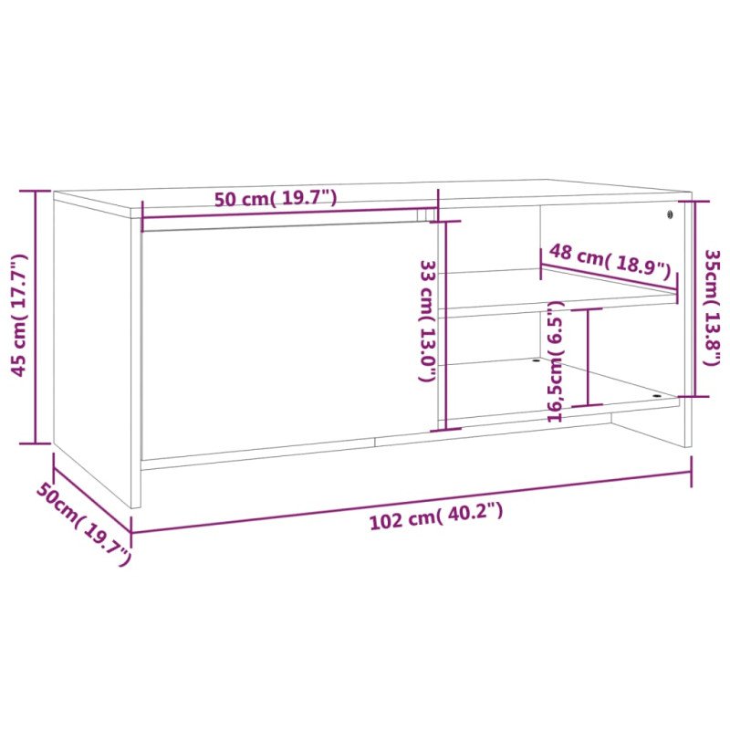 vidaXL Konferenčný stolík tmavý dub 102x50x45 cm spracované drevo