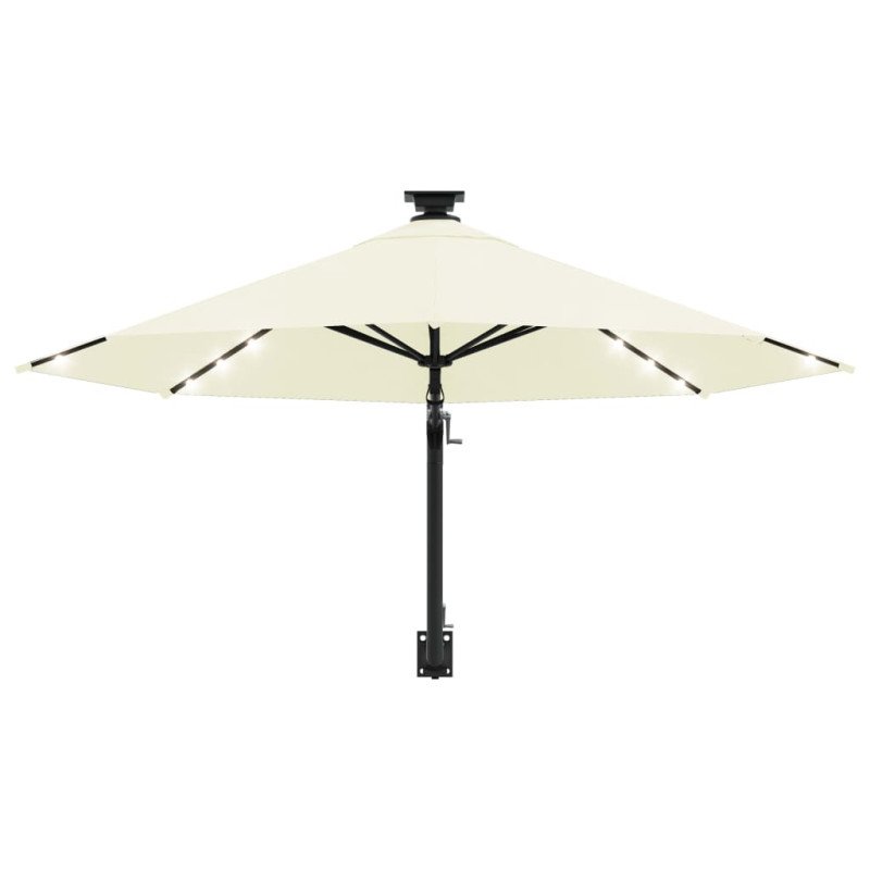vidaXL Nástenný slnečník s LED a kovovou tyčou 300 cm pieskový
