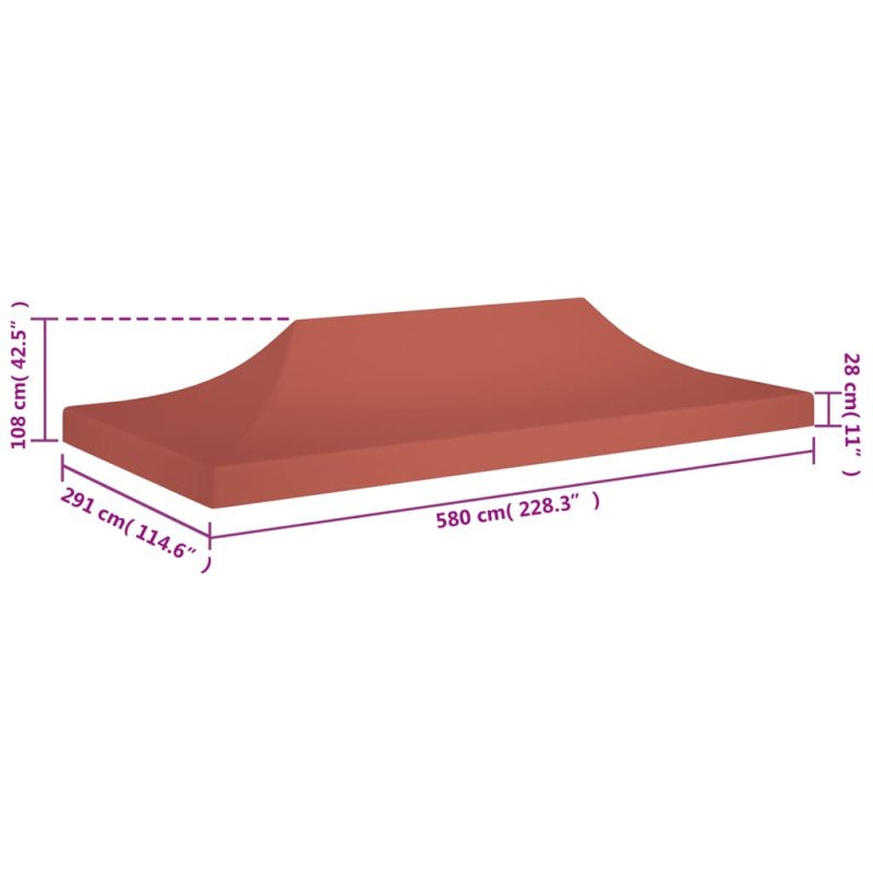 vidaXL Strecha na párty stan 6x3 m, tehlová farba 270 g/m²
