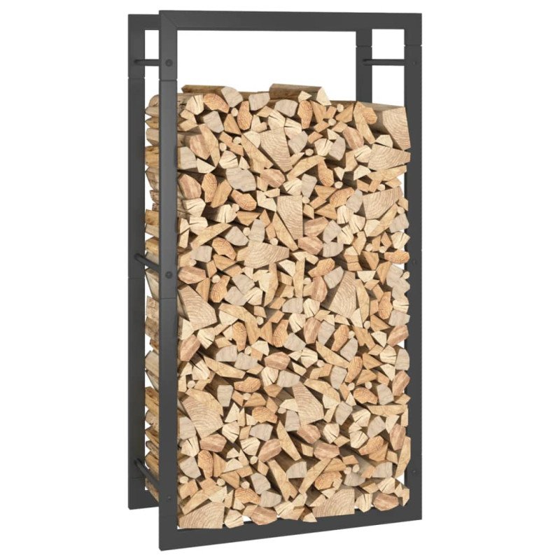 vidaXL Stojan na krbové drevo matný čierny 50x28x94 cm oceľ