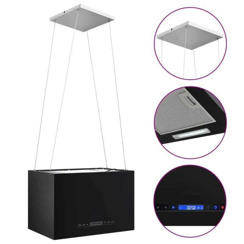 vidaXL Závesný ostrovný digestor s dotykovým senzorom LCD 55 cm práškovaná oceľ 