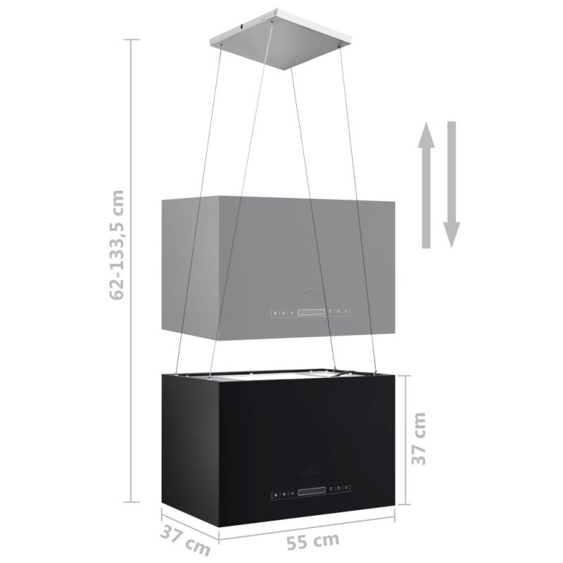 vidaXL Závesný ostrovný digestor s dotykovým senzorom LCD 55 cm práškovaná oceľ 