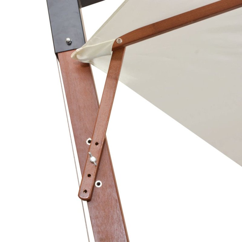 vidaXL Visiaci slnečník 350 cm, drevená tyč, biely