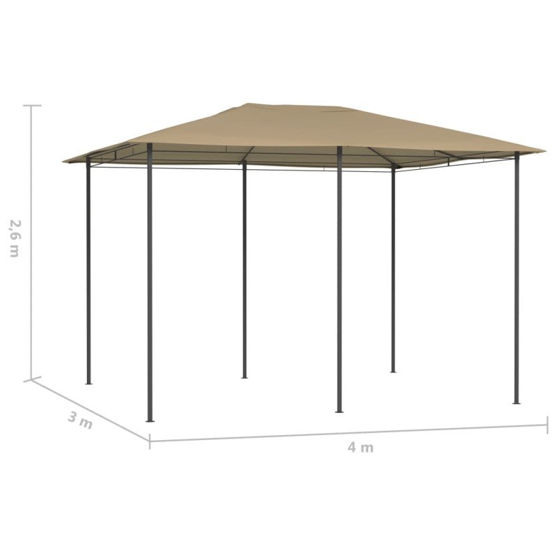 vidaXL Altánok 3x4x2,6 m sivohnedý 160 g/m²