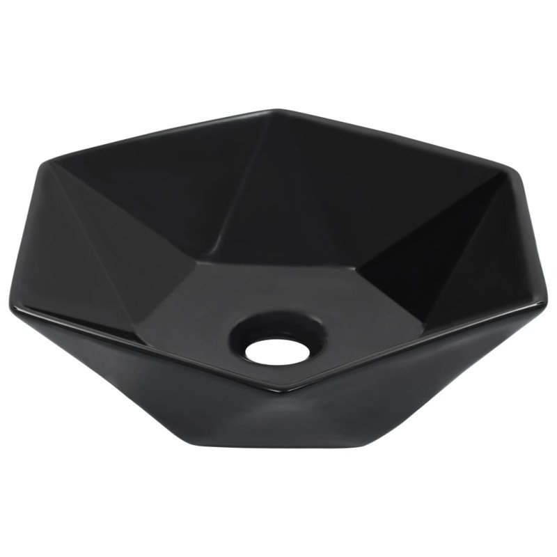vidaXL Umývadlo biele 41x36,5x12 cm keramické čierne