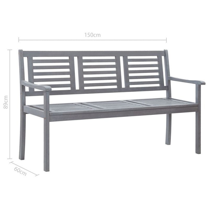 vidaXL 3-miestna záhradná lavica s vankúšom 150 cm sivá eukalyptus