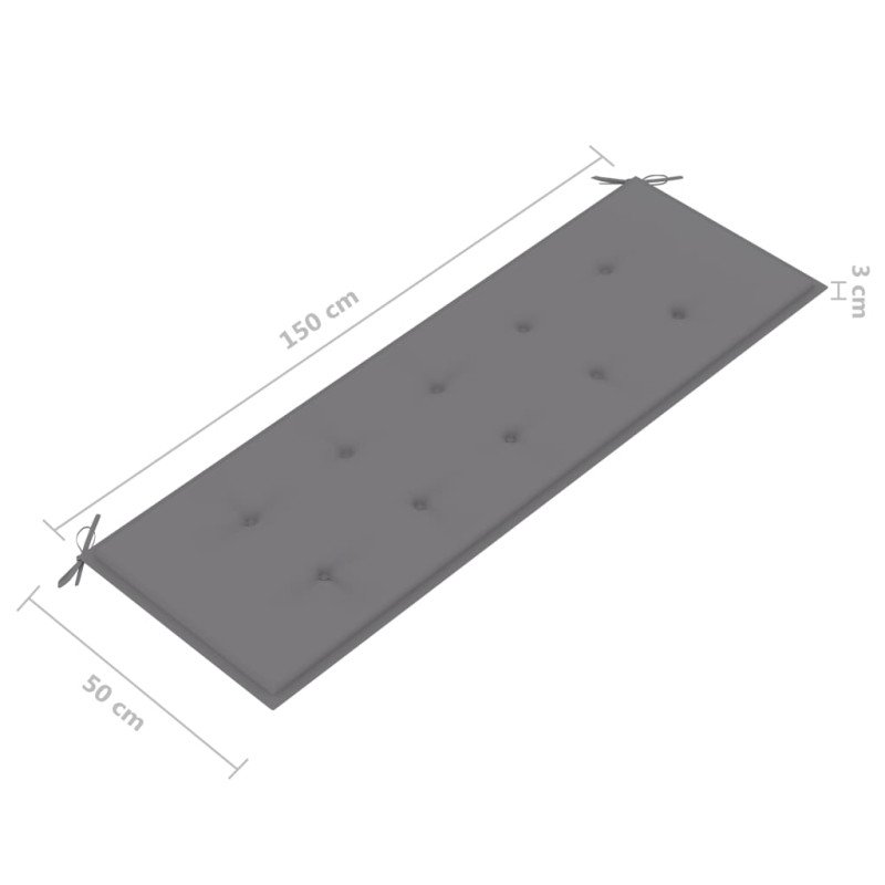 vidaXL 3-miestna záhradná lavica s vankúšom 150 cm sivá eukalyptus