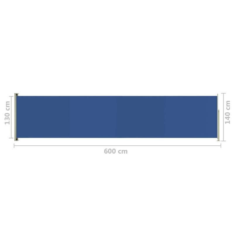 vidaXL Zaťahovacia bočná markíza na terasu 140x600 cm modrá