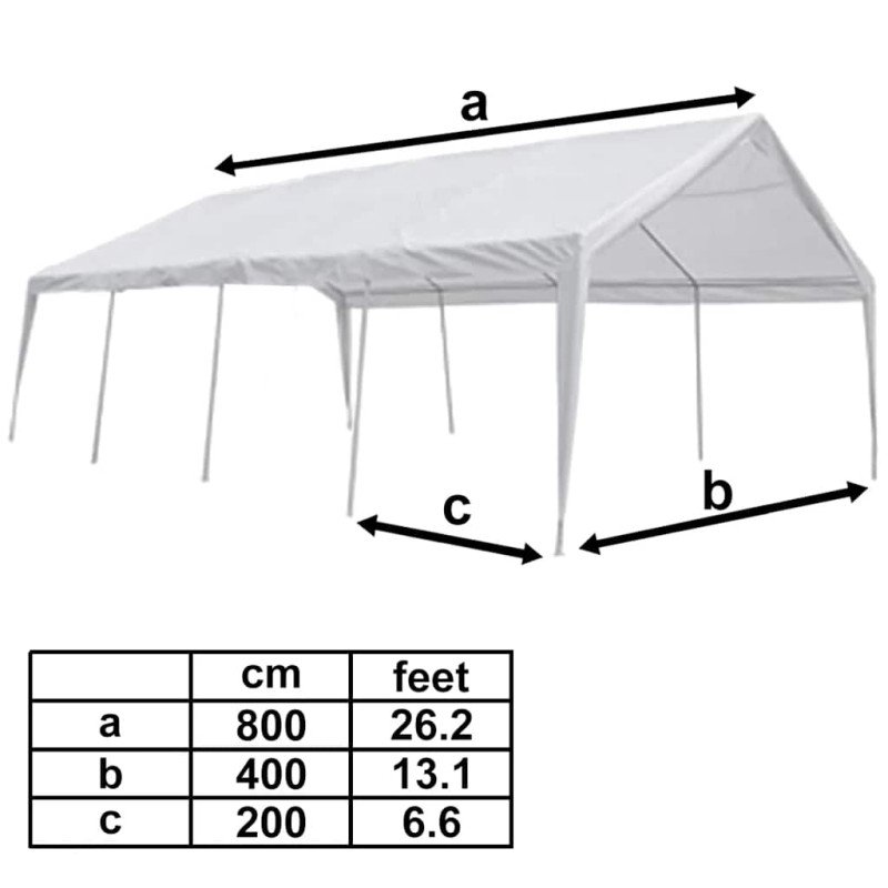 vidaXL Záhradný párty stan, biely 8x4 m