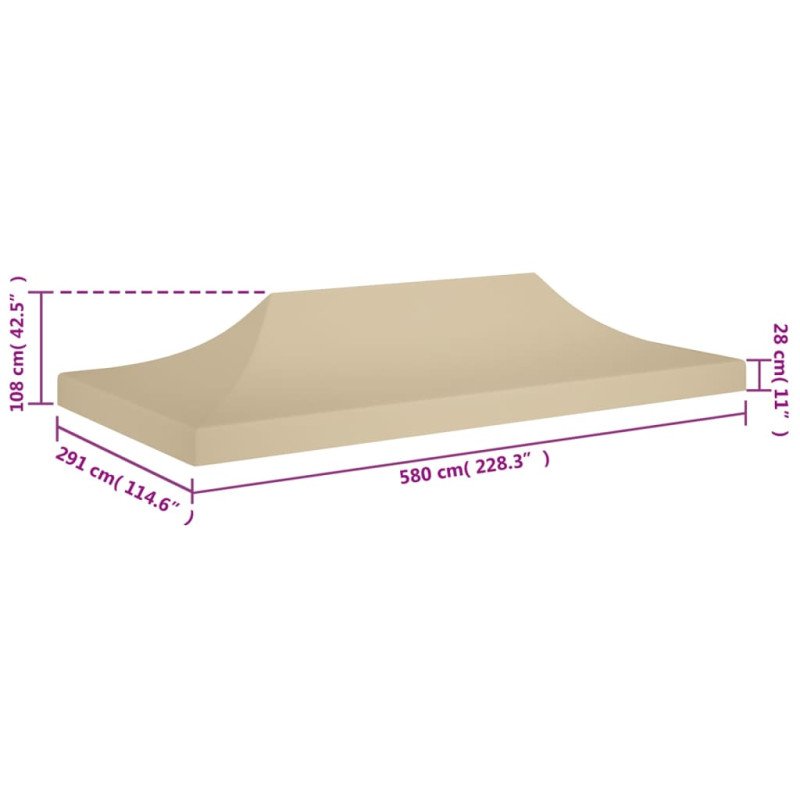 vidaXL Strecha na párty stan 6x3 m, béžová 270 g/m² 