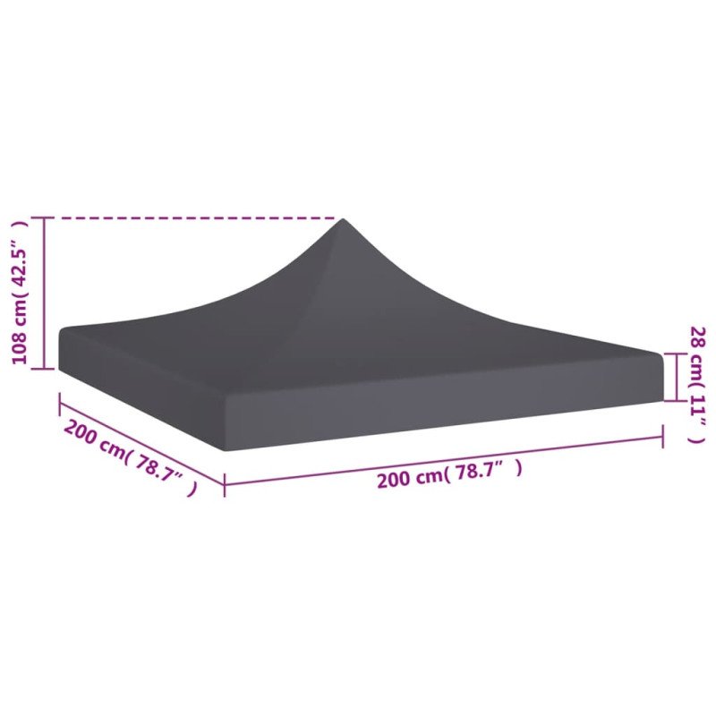 vidaXL Strecha na párty stan 2x2 m, antracitová 270 g/m² 