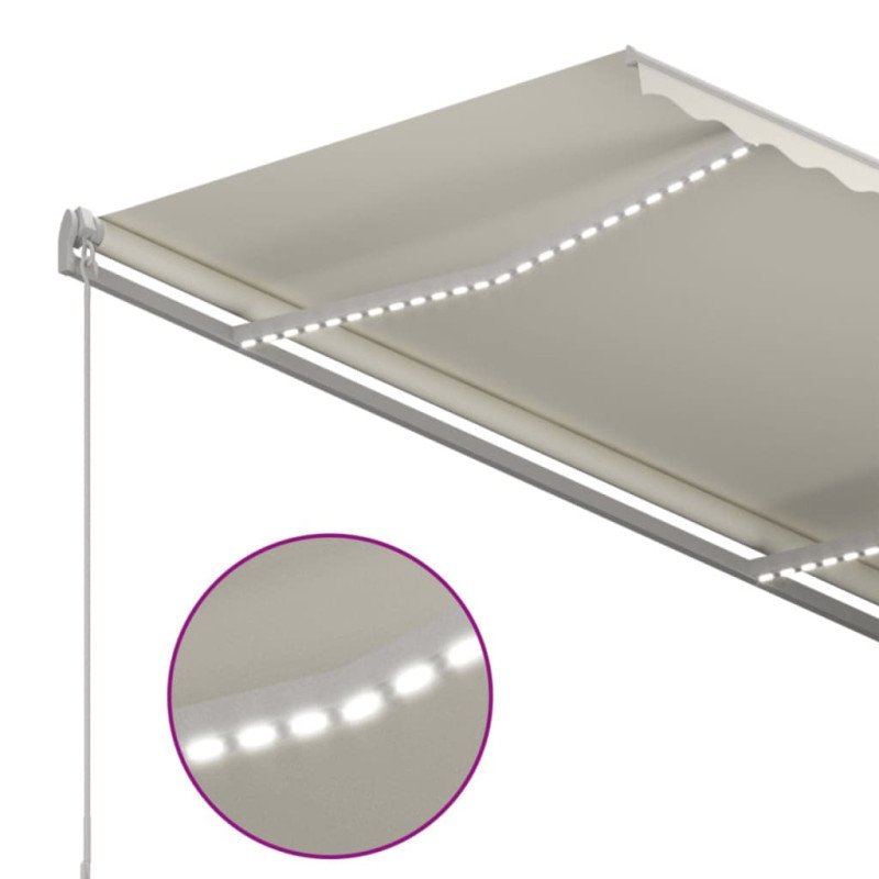 vidaXL Automatická markíza s LED a senzorom vetra 3,5x2,5 m krémová