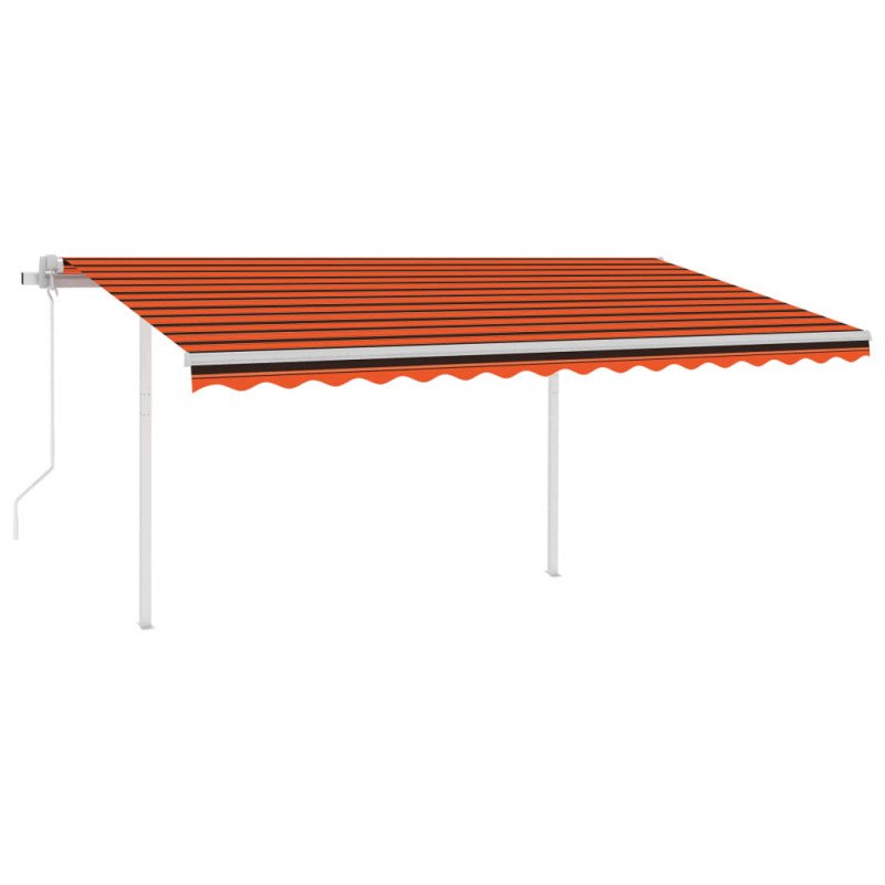 vidaXL Automatická markíza,LED a senzor vetra 4,5x3,5m, oranžová/hnedá