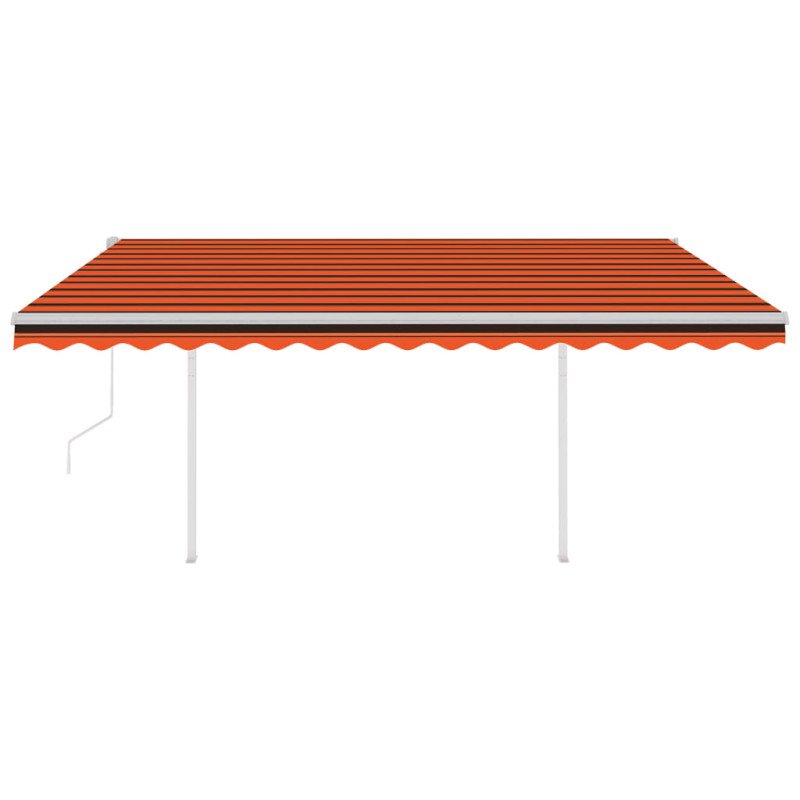 vidaXL Automatická markíza,LED a senzor vetra 4,5x3,5m, oranžová/hnedá