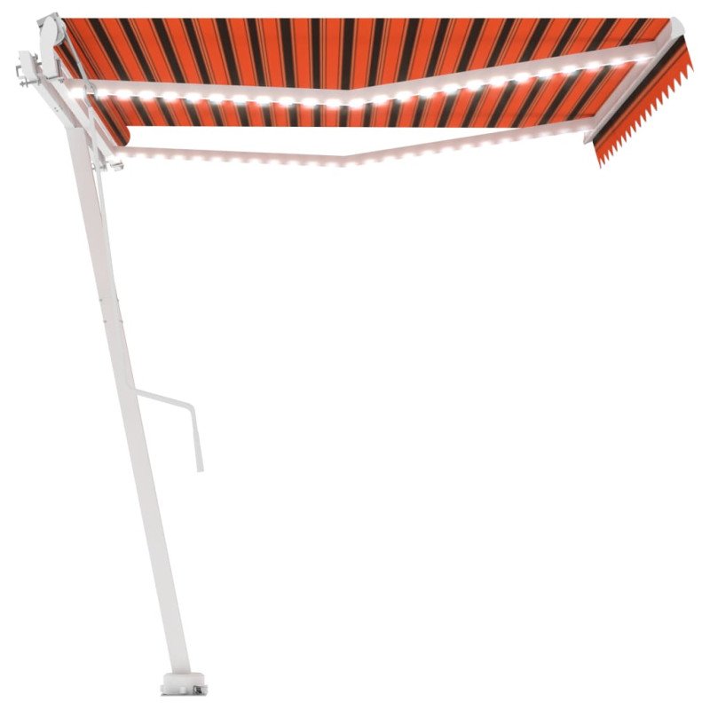 vidaXL Automatická markíza,LED a senzor vetra 450x350cm,oranžová/hnedá